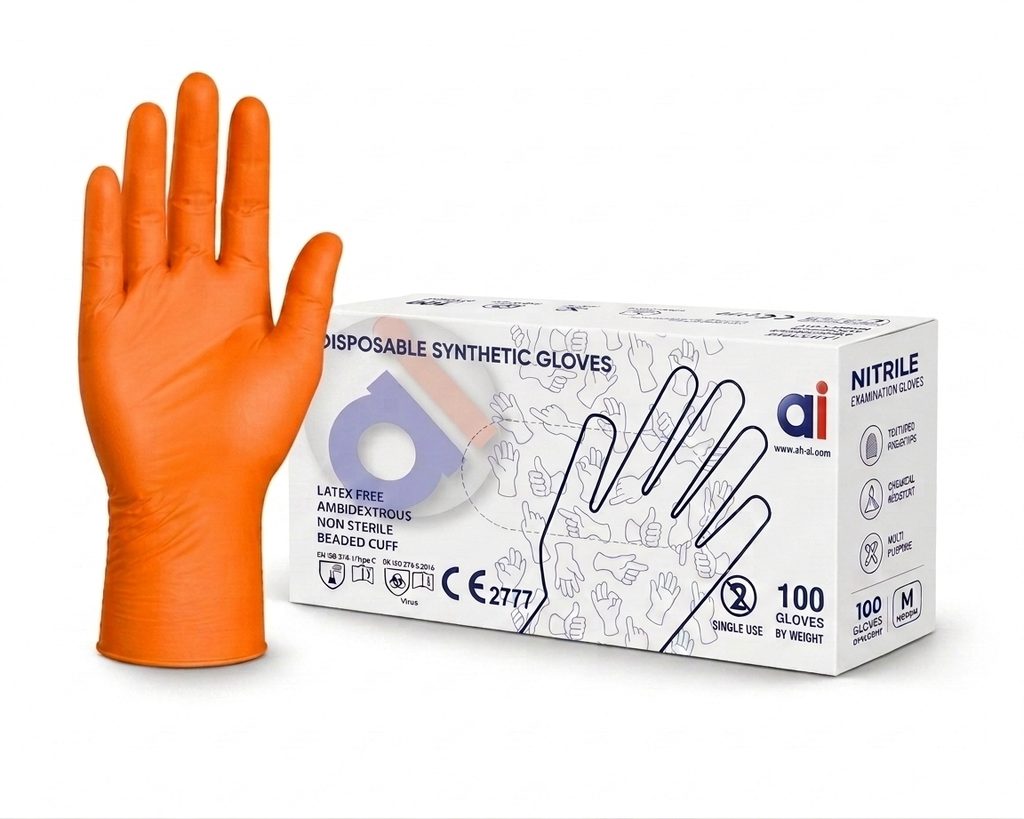 24Med SynMax™ Nitrile-Vinyl Hybrid Blend Examination Gloves (Medical Blue)