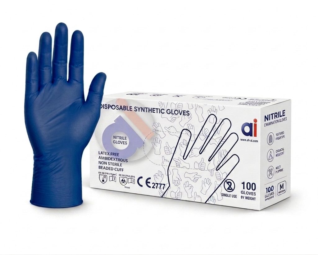 24Med UltraTensile™ 9MPa Nitrile-Vinyl Blend Gloves (Clear/White)