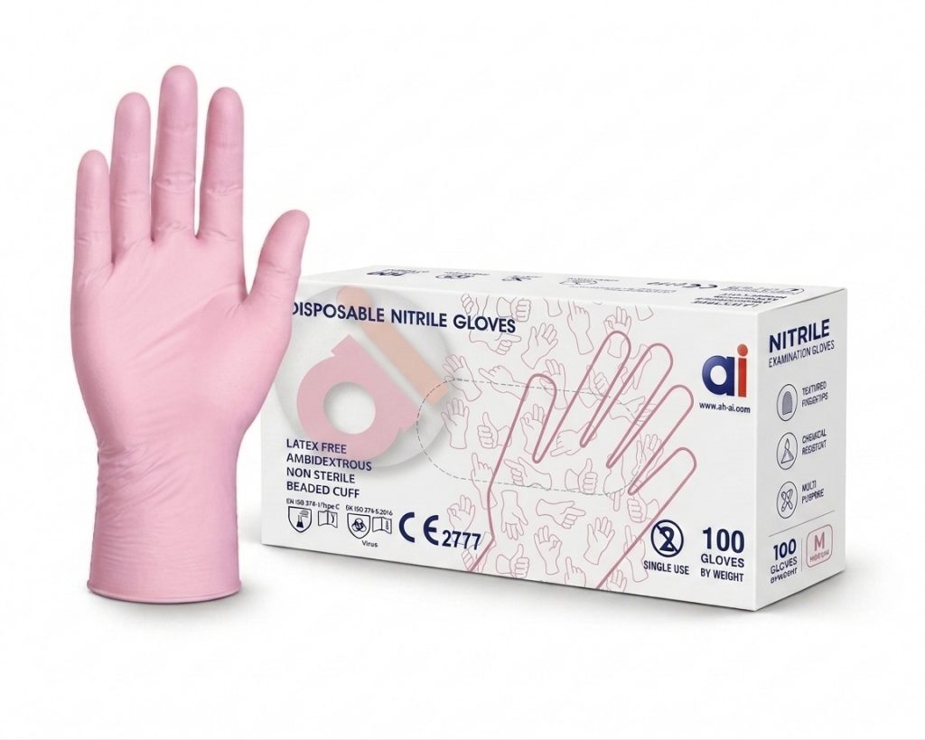 24Med Clinical Care™ Pink Nitrile Examination Gloves