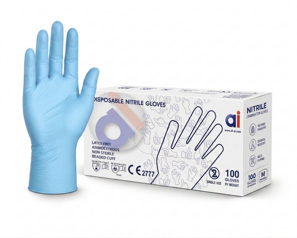 24Med Dermacare™ Ultra-Comfort 0.08mm Nitrile Gloves (Ocean Blue)