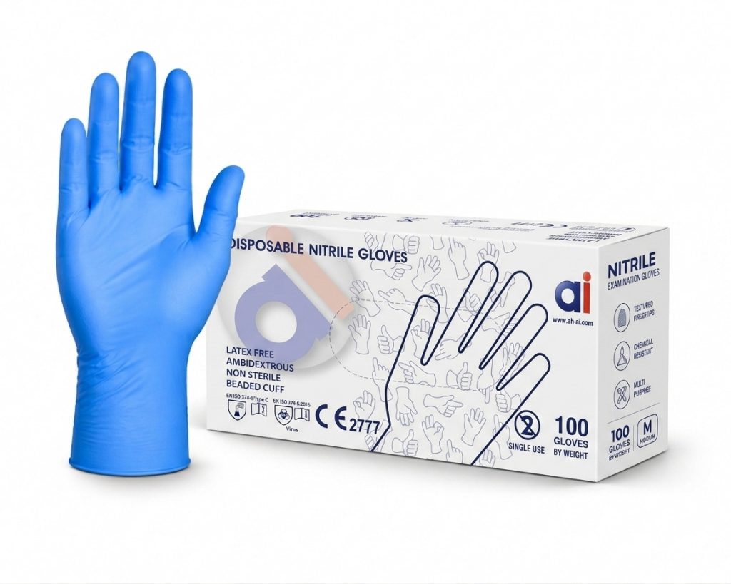 24Med ProGrip™ 4 Mil Powder-Free Nitrile Examination Gloves (Medical Blue) thumbnail 2